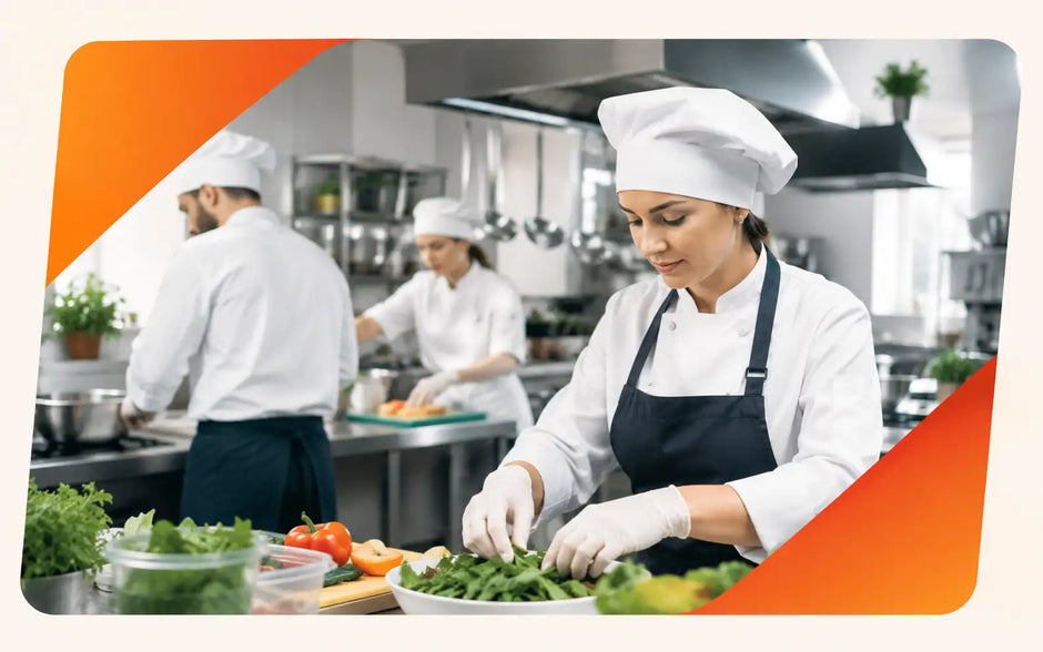 Food Safety and Hygiene course collection image showing chefs preparing fresh food safely in a professional kitchen.