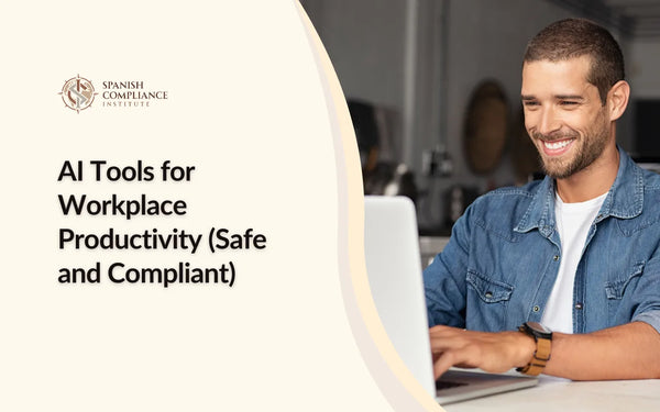AI Tools for Workplace Productivity course banner showing a young man using a laptop.