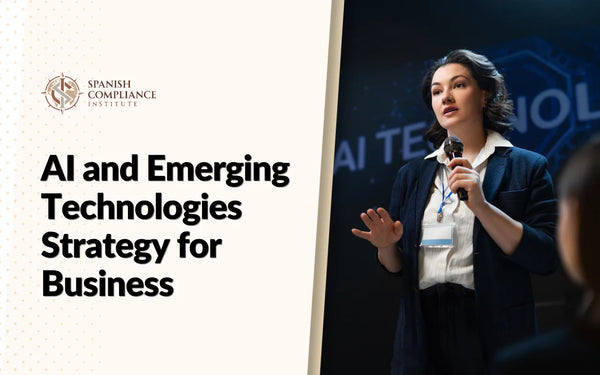 Business leader presenting AI and Emerging Technologies Strategy for Business training.