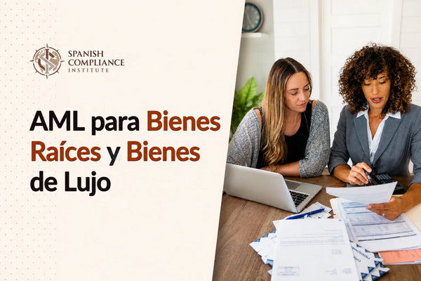 Curso de AML para el Sector Inmobiliario y los Bienes de Lujo que abarca el cumplimiento de la normativa contra el blanqueo de capitales, la diligencia debida del cliente, la identificación del titular real, la supervisión de transacciones y los requisitos regulatorios.