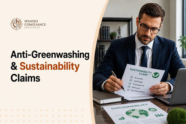 Anti-Greenwashing & Sustainability Claims course banner promoting ESG compliance, transparent environmental marketing, and ethics.