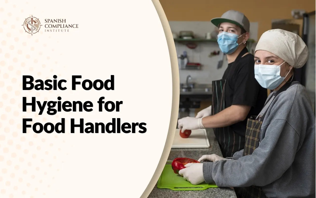 Food handlers demonstrating basic food hygiene and safety standards in a commercial kitchen, focusing on cleanliness, contamination prevention, and proper food preparation.