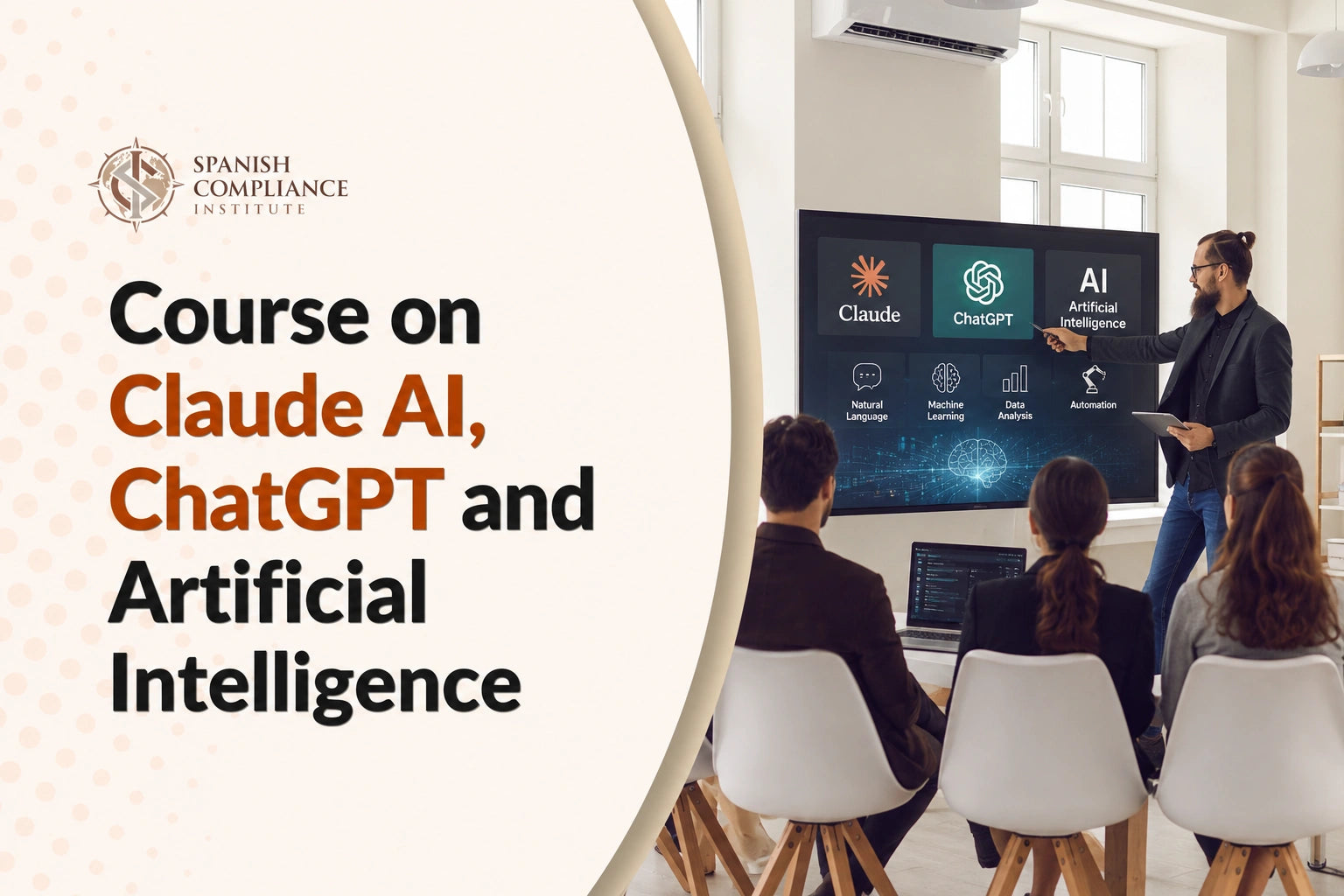 Course on Claude AI, ChatGPT and Artificial Intelligence for prompt engineering, AI tools, automation, productivity training.