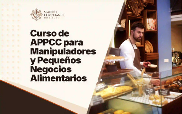 Manipulador de alimentos con delantal trabajando en el mostrador de una cafetería durante el Curso de APPCC para Manipuladores y Pequeños Negocios Alimentarios.