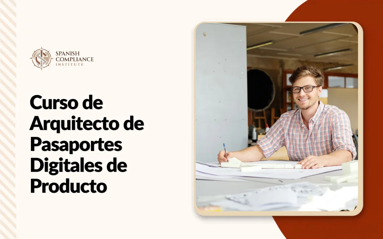Profesional revisando información y documentación de productos, representando la arquitectura del Pasaporte Digital de Producto (DPP), cumplimiento normativo, trazabilidad y gestión sostenible de datos de productos.
