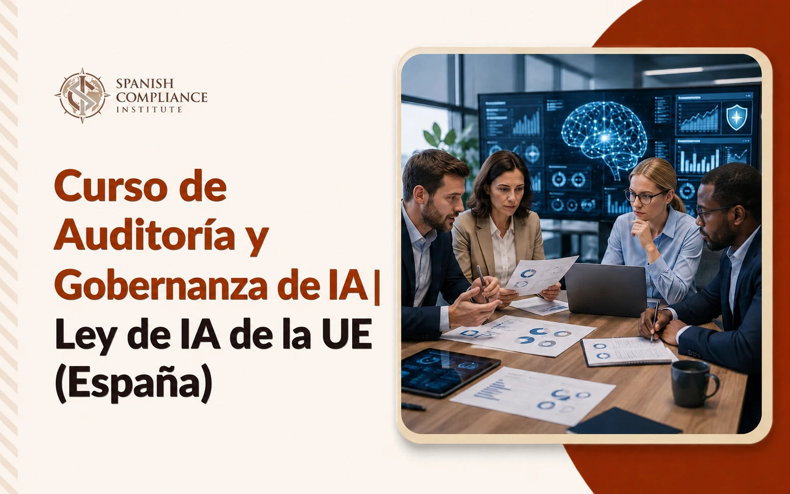 Curso de auditoría y gobernanza de la IA que abarca el cumplimiento de la Ley de IA de la UE, la evaluación de riesgos de la IA, la supervisión ética y las prácticas de inteligencia artificial responsable en España.