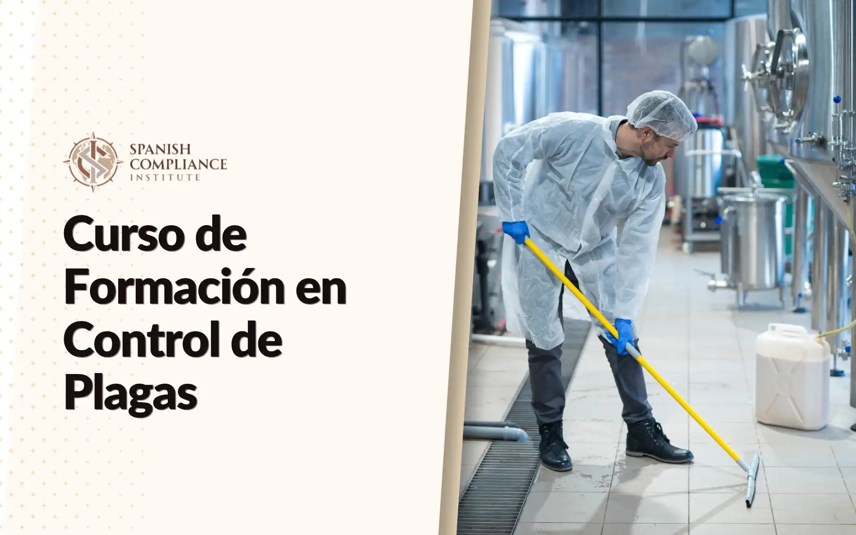 Portada del Curso de Formación en Control de Plagas con un técnico en un entorno industrial.