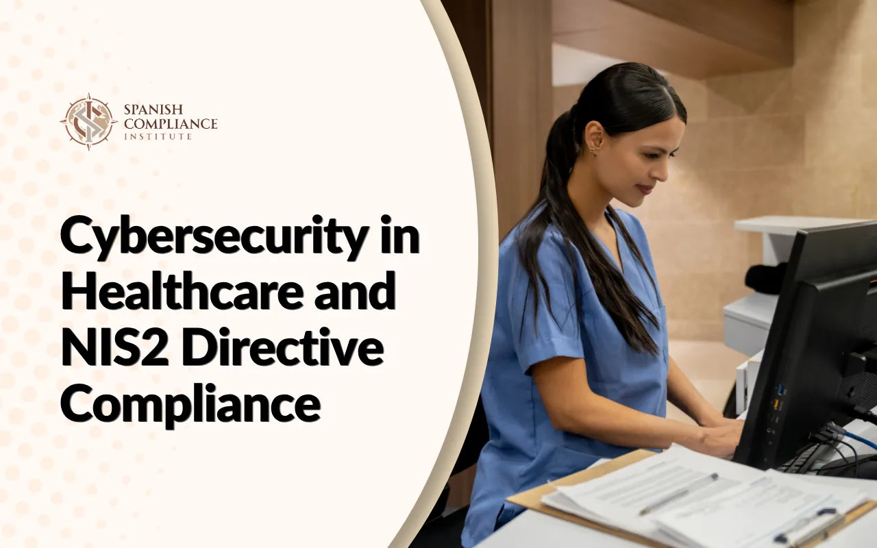 Healthcare professional using computer for Cybersecurity in Healthcare and NIS2 Directive Compliance training.