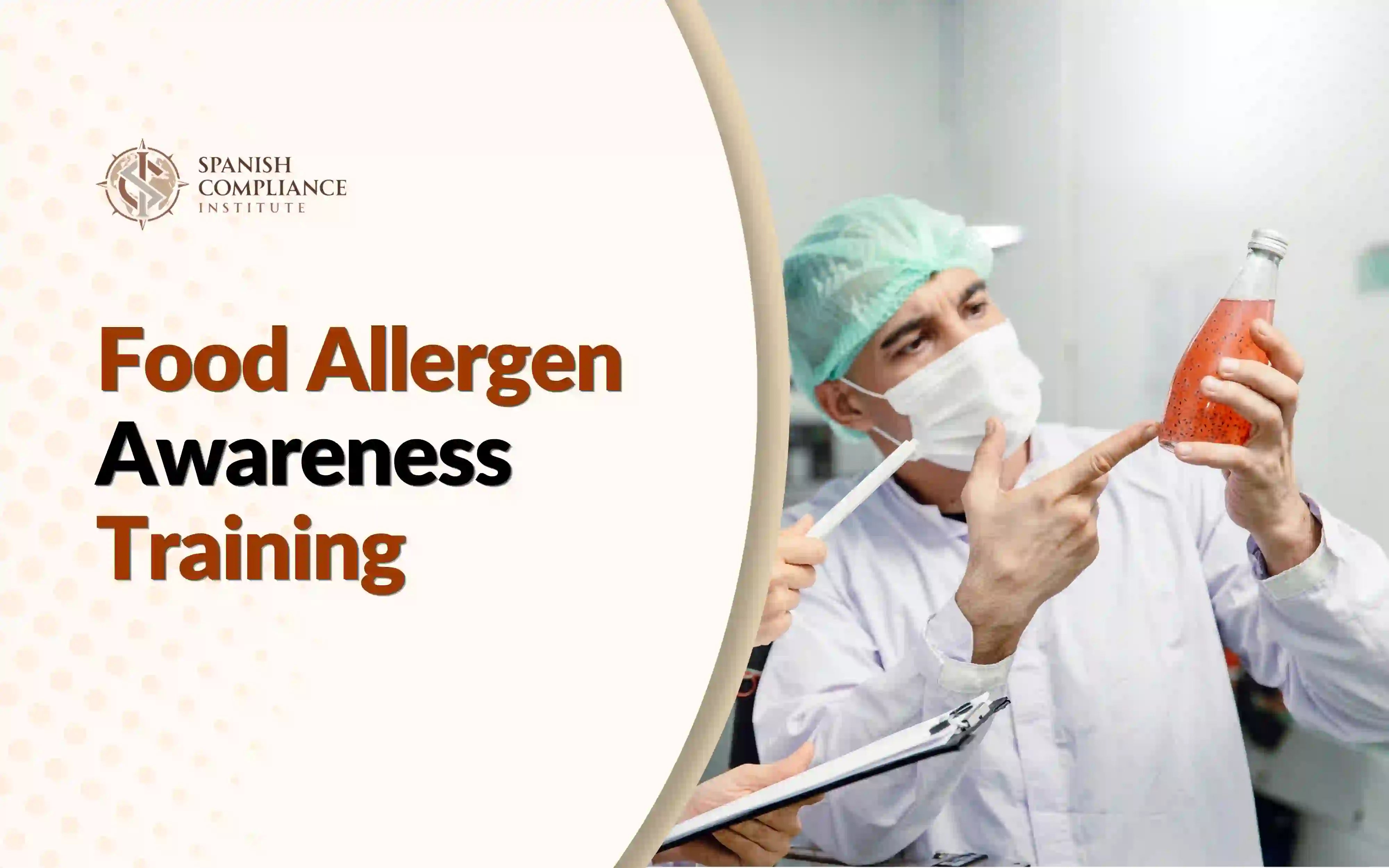 Food safety professional inspecting a packaged food product during Food Allergen Awareness Training.