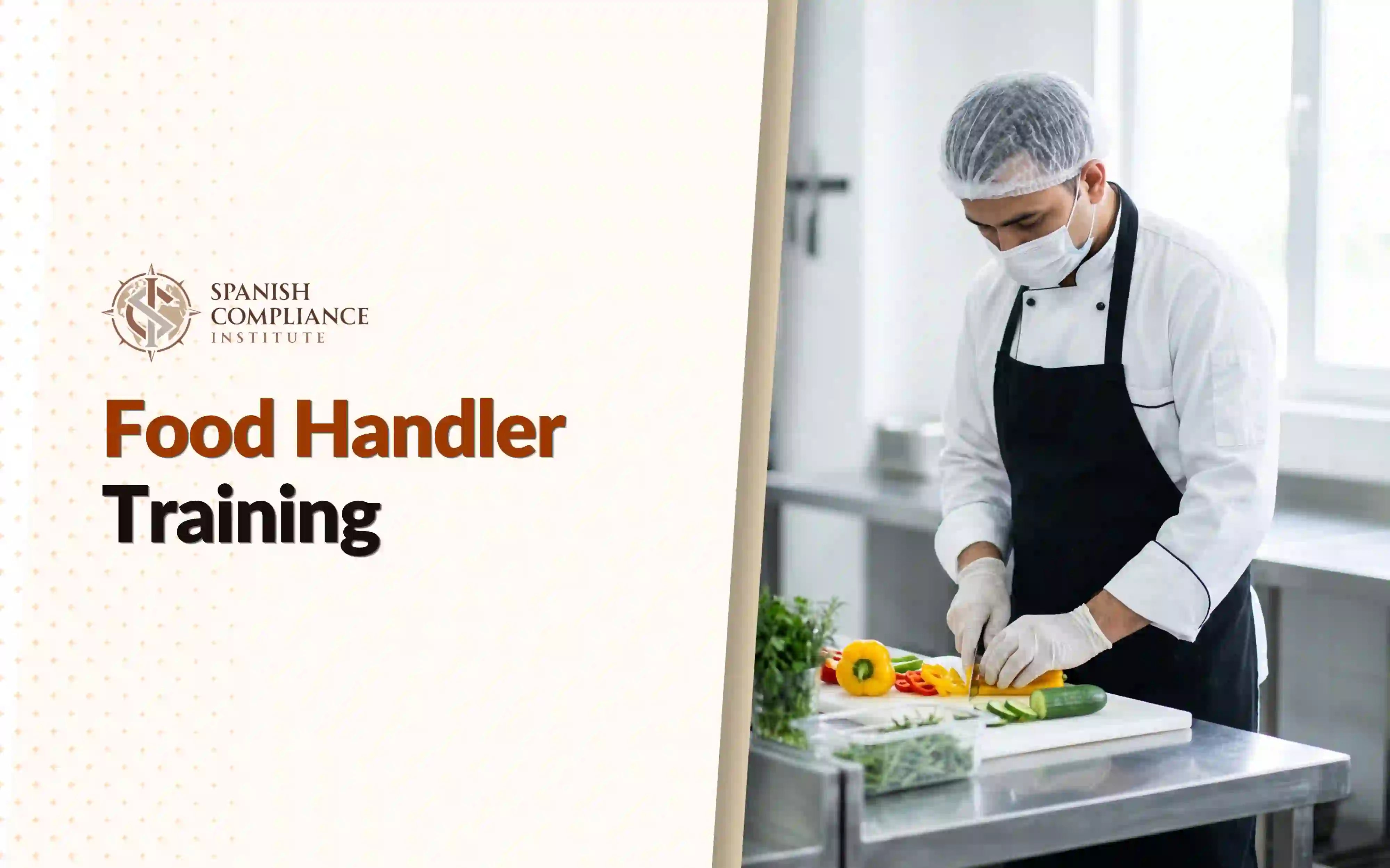 Food service professional safely preparing fresh vegetables during Food Handler Training.