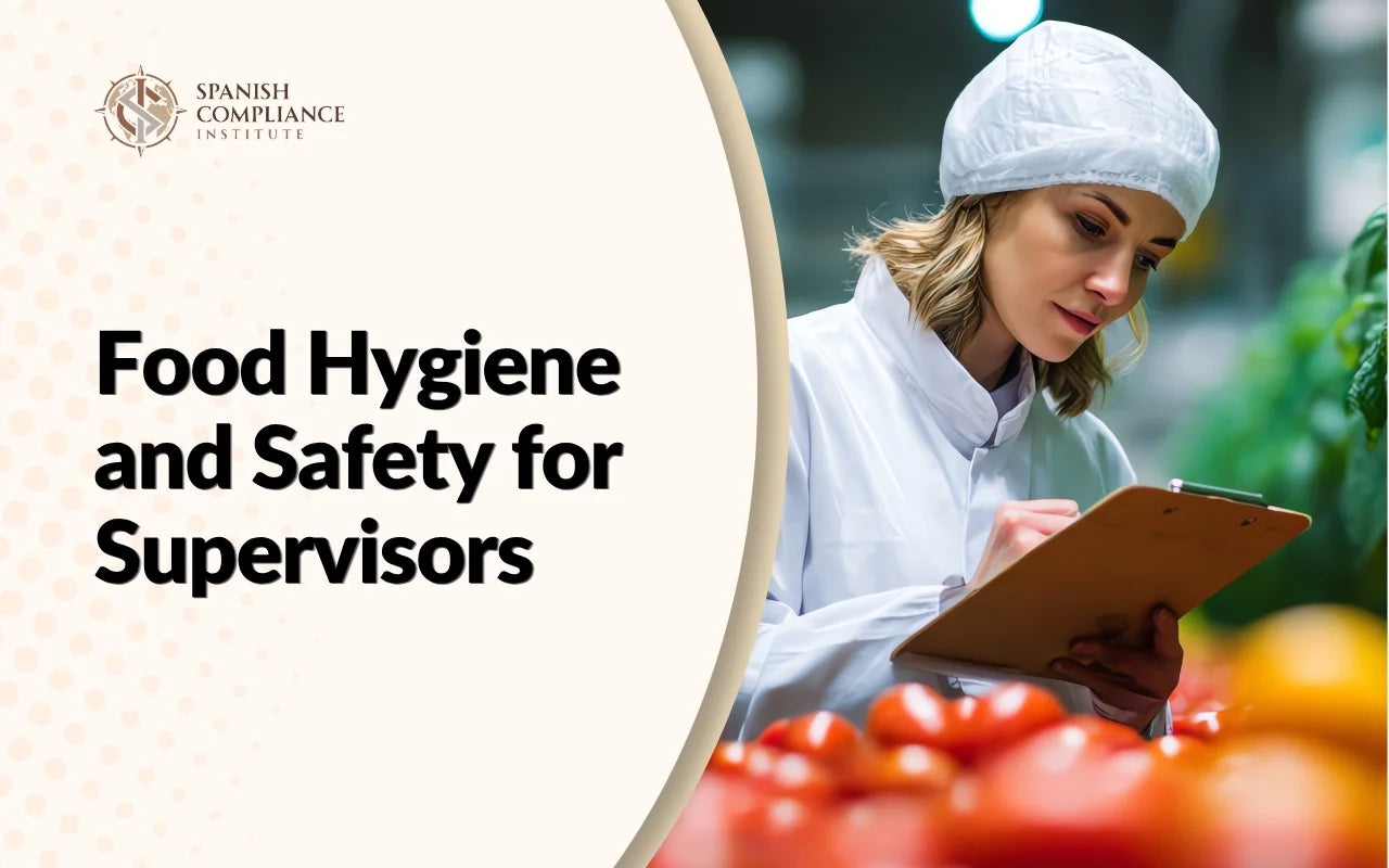 Food hygiene and safety supervisor reviewing food handling practices and quality control measures to maintain compliance and food safety standards.
