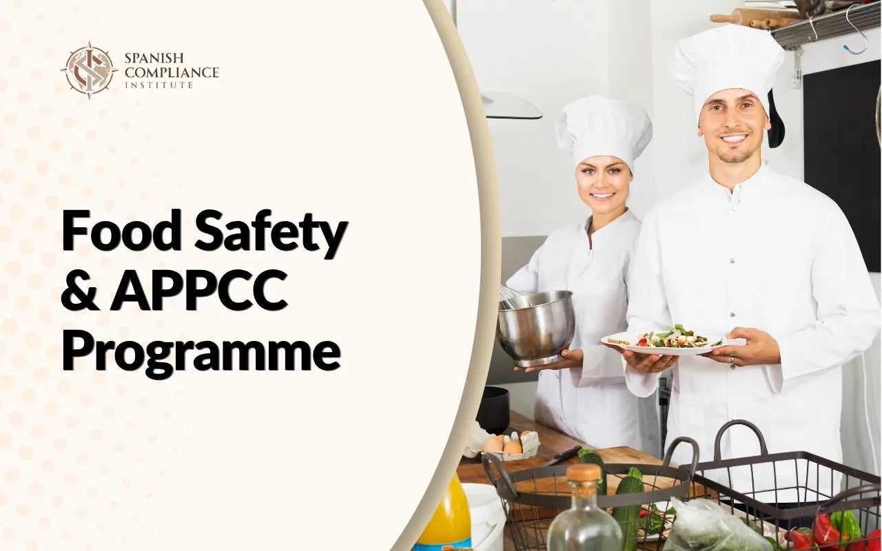 Professional chefs preparing fresh food in a commercial kitchen, demonstrating food safety, hygiene standards, and APPCC procedures in the Food Safety & APPCC Programme.