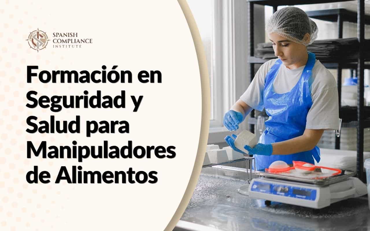 Portada del curso Formación en Seguridad y Salud para Manipuladores de Alimentos mostrando a una trabajadora con equipo de protección.