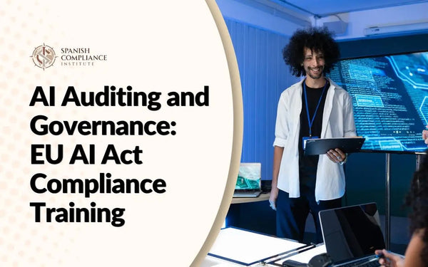 AI Auditing and Governance: EU AI Act Compliance Training course cover showing an instructor leading a technical presentation.