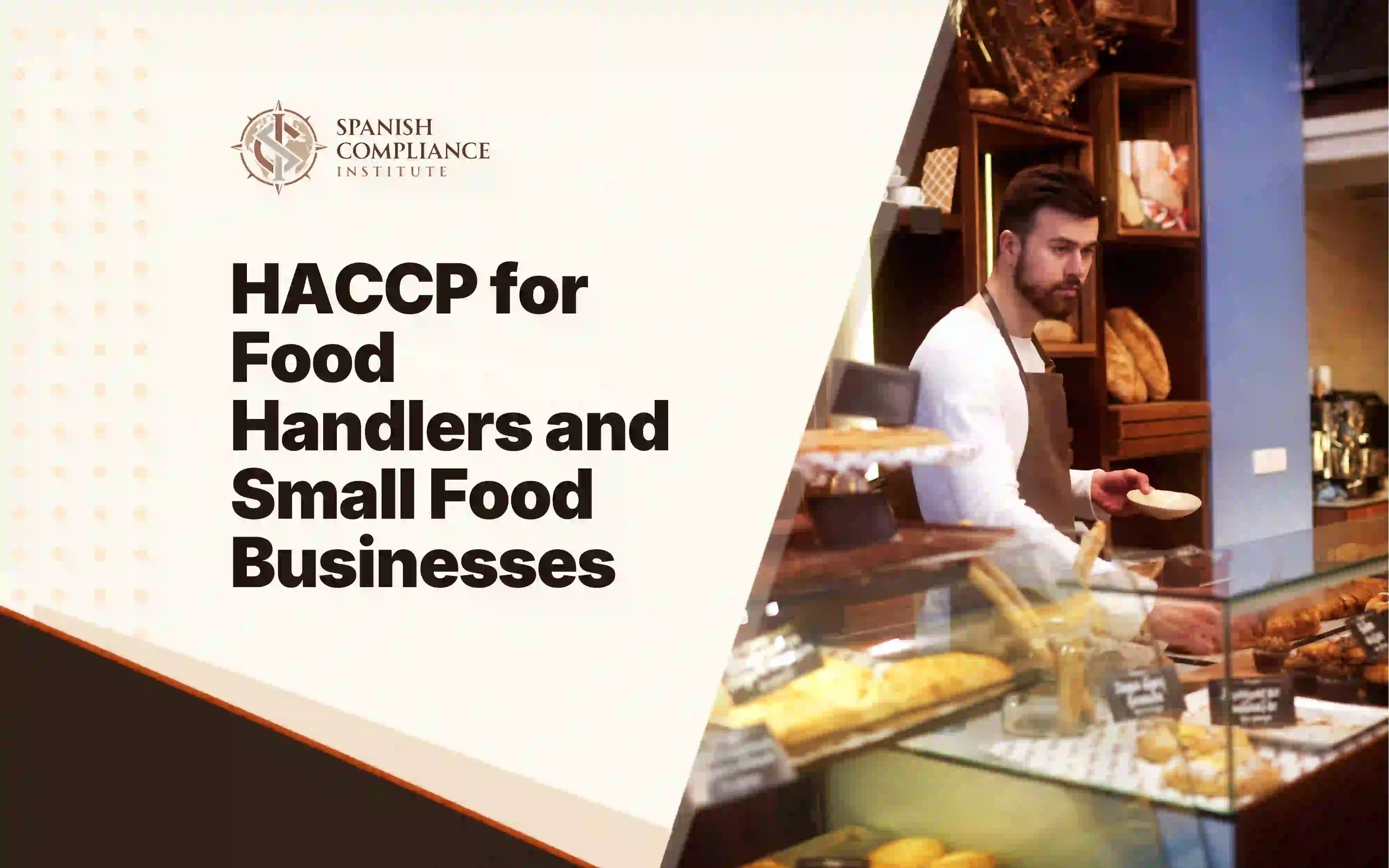 Food handler wearing an apron working at a cafe counter during HACCP for Food Handlers and Small Food Businesses.
