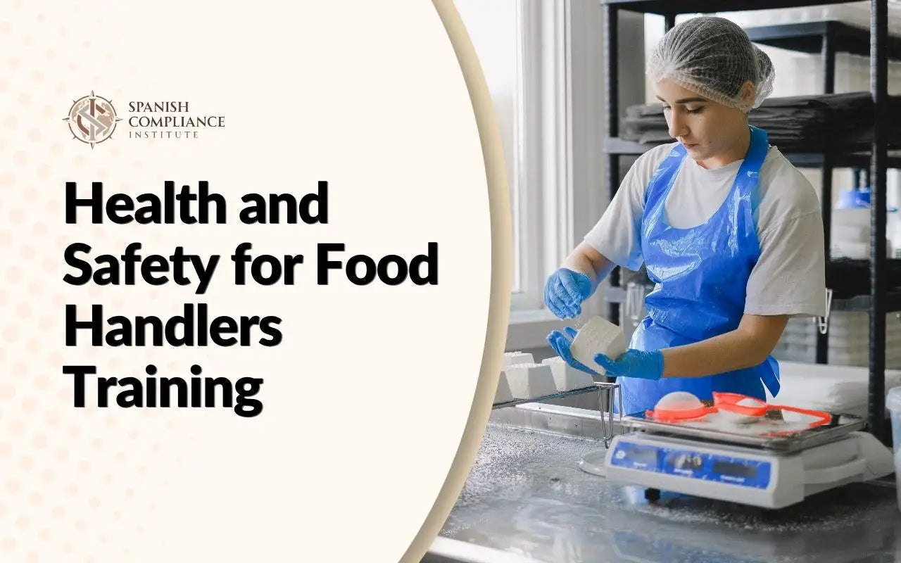 Health and Safety for Food Handlers Training cover featuring a food worker in proper protective equipment.
