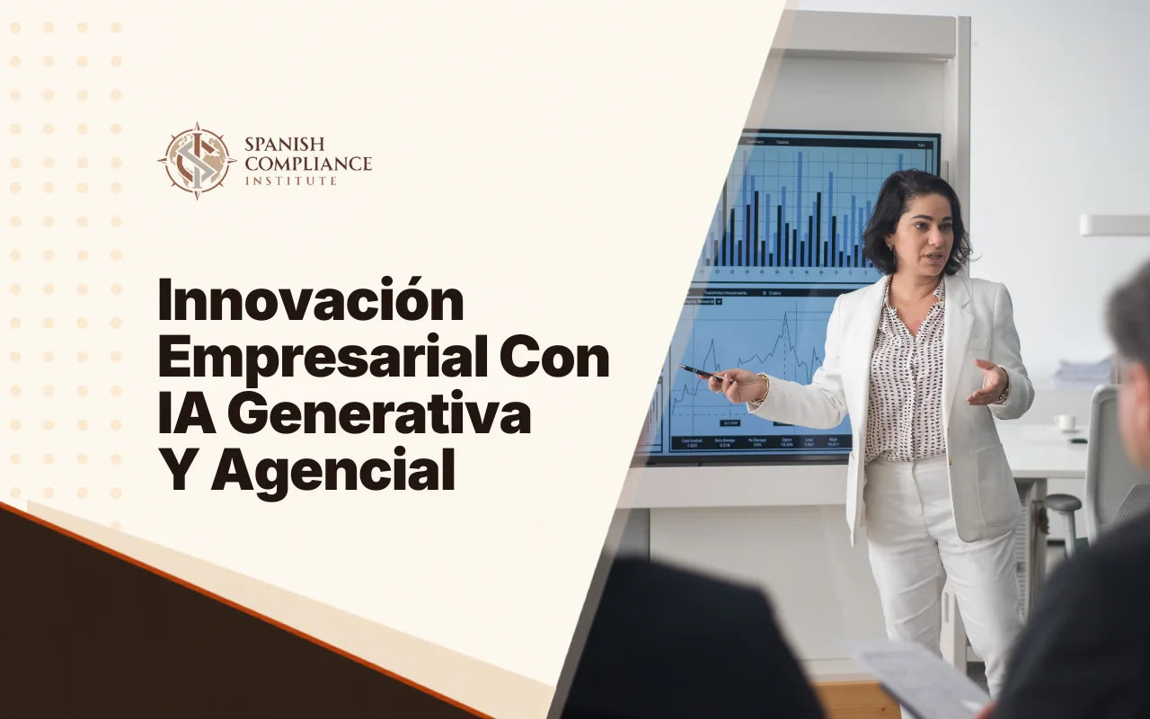 Innovación empresarial con formación en IA generativa y agencial, incluyendo una presentación sobre la estrategia de IA.