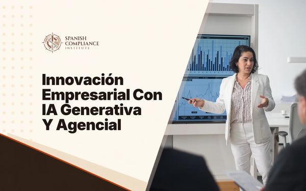 Innovación empresarial con formación en IA generativa y agencial, incluyendo una presentación sobre la estrategia de IA.