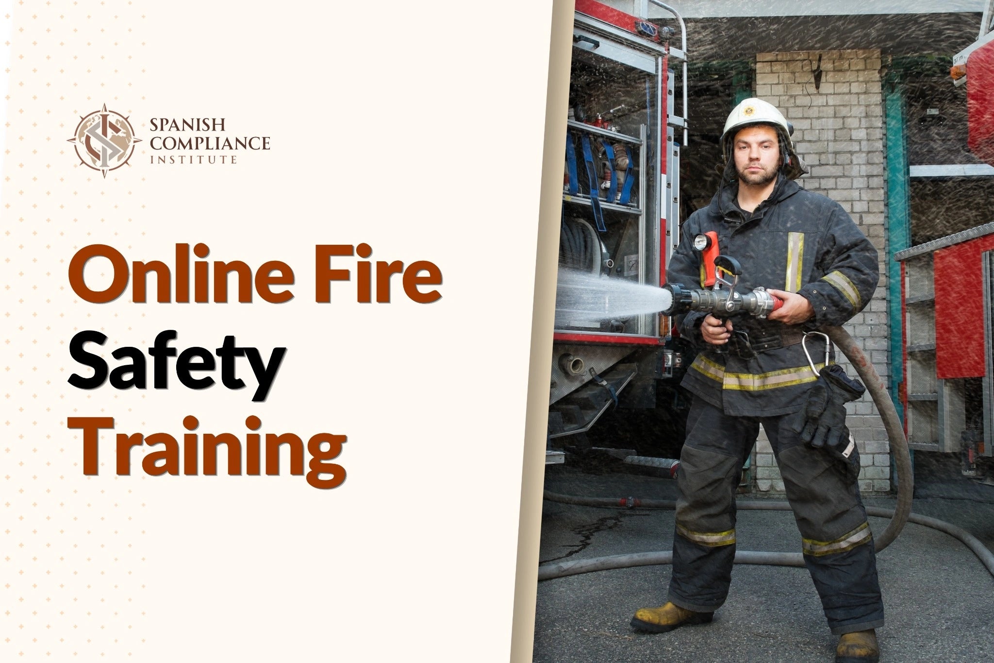 Online fire safety training course covering fire prevention, emergency response, evacuation procedures, workplace safety, and certification.