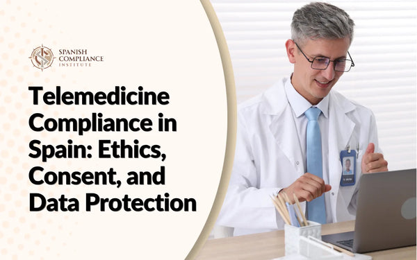 Doctor providing a virtual consultation for the Telemedicine Compliance in Spain: Ethics, Consent, and Data Protection course.