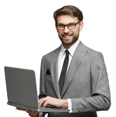 Professional holding a laptop